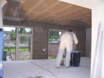 Plafond met stucplaten en gaasband